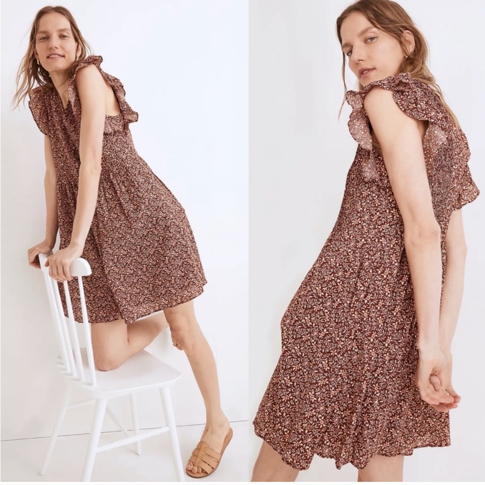 Madewell Pintuck Mini Dress in Florentine Floral Boho Size Small
